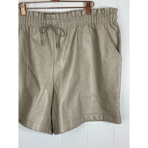 Avec Les Filles Tan Vegan Leather Paperbag Drawstring Waist Size 1X NWT - Picture 2 of 7